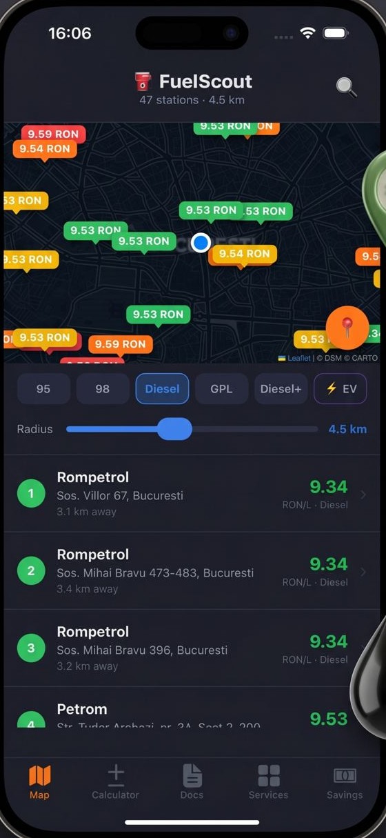 FuelScout cheapest fuel screen